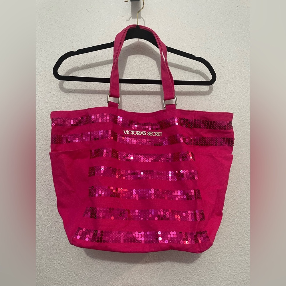 VICTORIA'S SECRET PINK SEQUIN CANVAS BAG PURSE TOTE